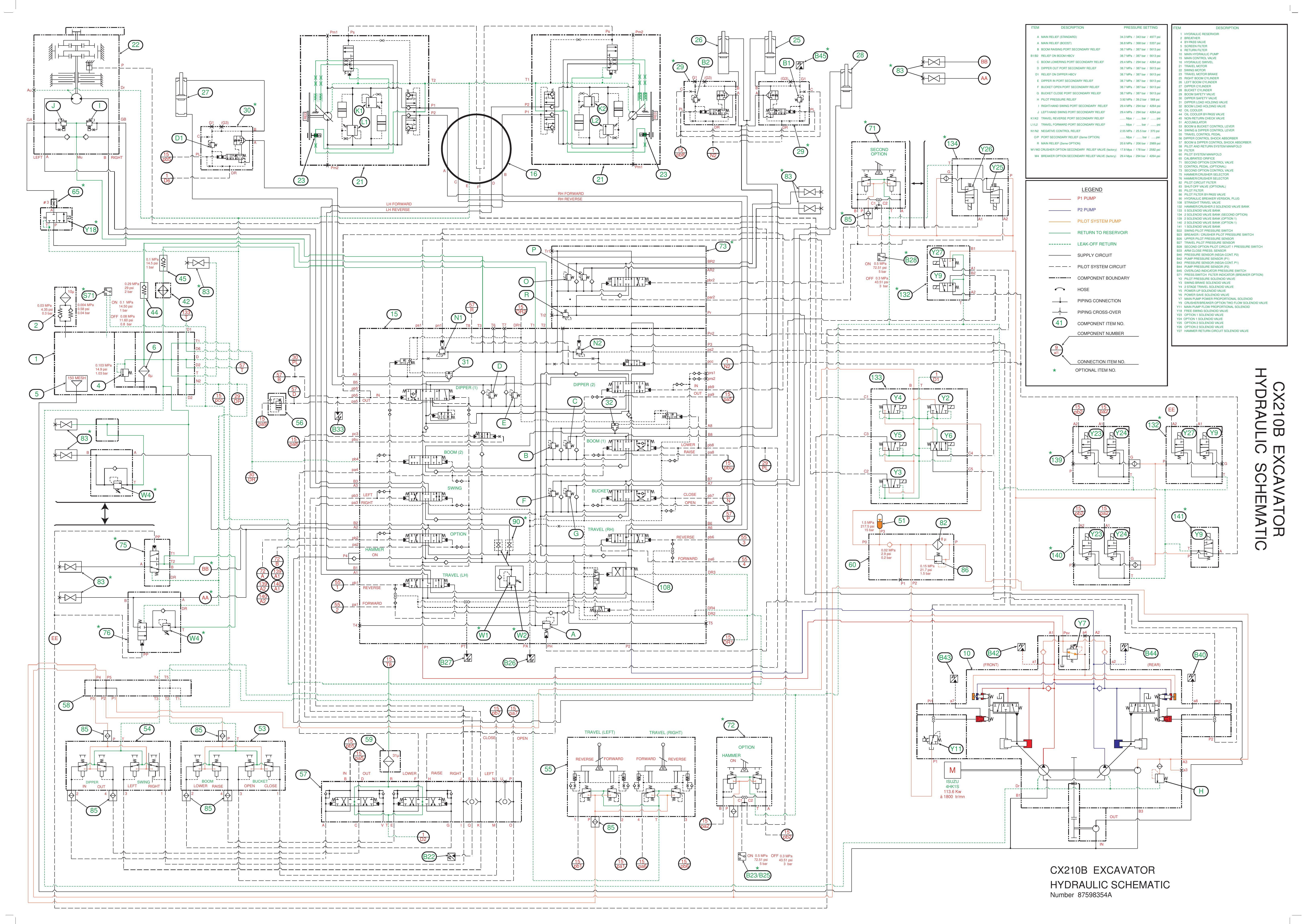 CX210B Crawler Excavator Hydraulic Schemcatic